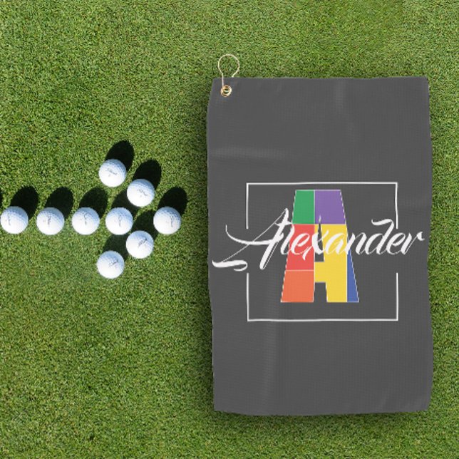 Serviette De Golf Meilleure lettre de couleur initiale monogrammée g (Créateur téléchargé)
