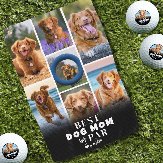 Serviette De Golf Meilleure Maman de Chien par Collage de Photos Par (Best Dog Mom By Par Photo Collage Golf Towel)