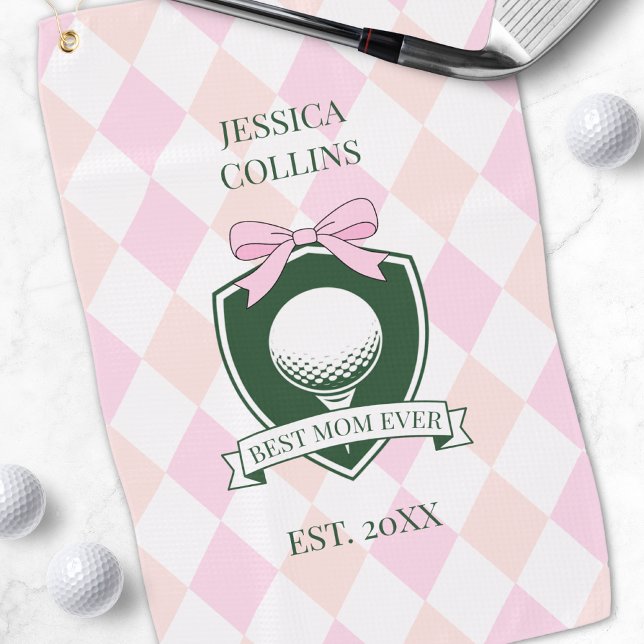 Serviette De Golf Meilleure Maman Ever Rose Moderne Dame Golfeuse Fê (Best Mom Ever Pink Modern Lady Golfer Mother's Day Golf Towel)