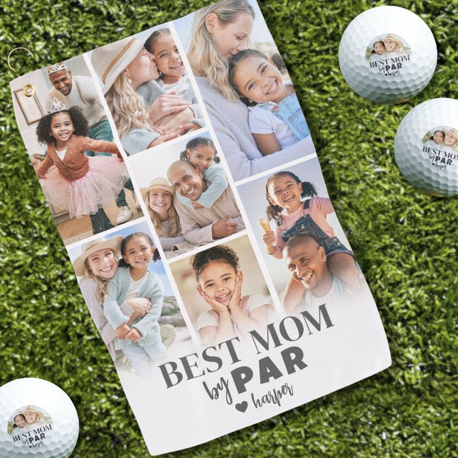 Serviette De Golf Meilleure Maman Par Par Photo (Best Mom By Par Photo Collage Mother Golf Towel)