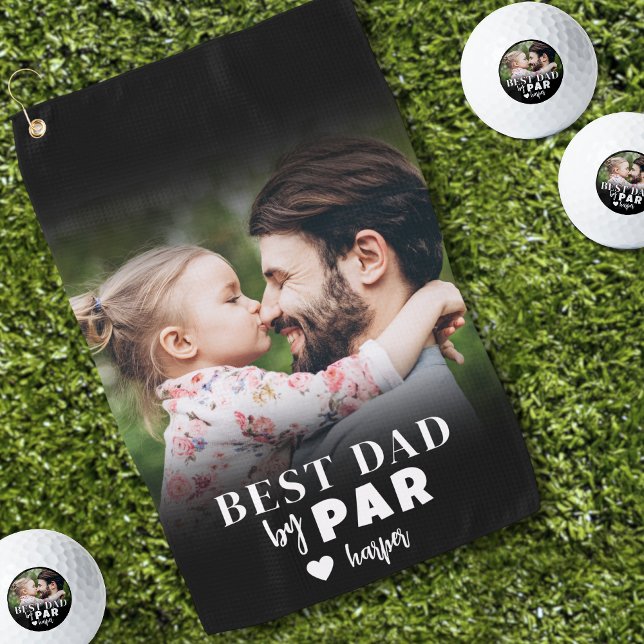 Serviette De Golf Meilleure photo de papa (Best Dad By Par Photo Golf Towel)