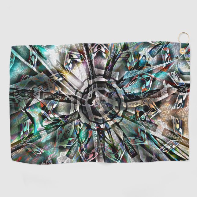 Serviette De Golf Mélange de silhouette et d'art graphique avec pinc (Horizontal)