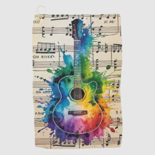 Serviette De Golf Mélodie colorée : Guitare peinte sur musique Vinta