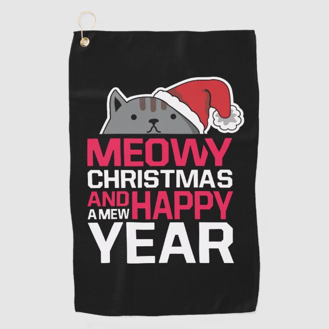 Serviette De Golf Meowy Christmas and Happy New Year (Devant)