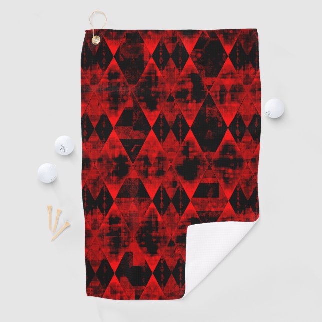 Serviette De Golf Merveille erratique rouge et noir diamant (En situation)