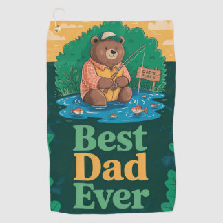 Serviette De Golf Message de la fête des pères avec un ours mignon p