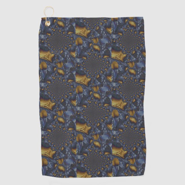 Serviette De Golf Métal Moulé or et argent bleu (Devant)