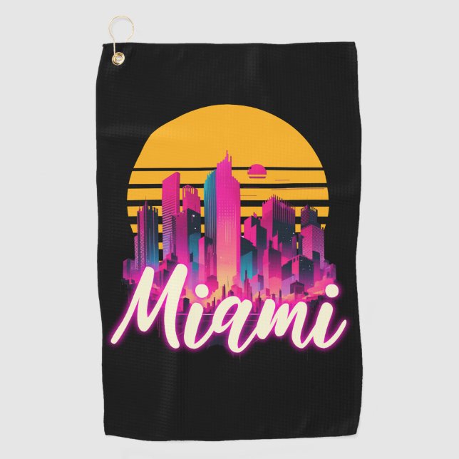 Serviette De Golf Miami au coucher du soleil (Devant)