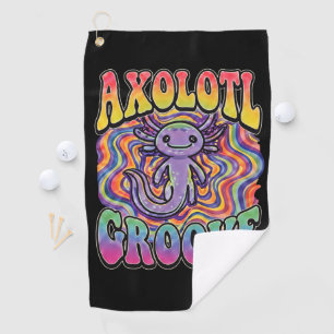 Serviette De Golf Mignon Axolotl Hippie Groovy Art Rétro 70s Arc-en-
