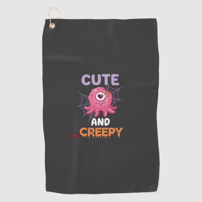 Serviette De Golf Mignon Monstre Rose Créatif Halloween Toile D'arai (Devant)
