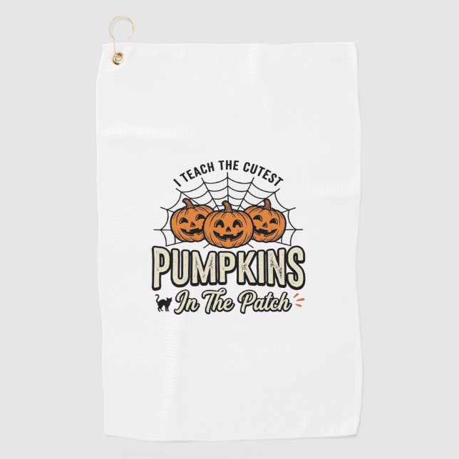 Serviette De Golf Mignon professeur de citrouille création Halloween (Devant)