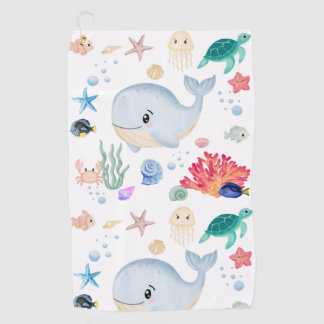 Serviette De Golf Mignon sous la mer