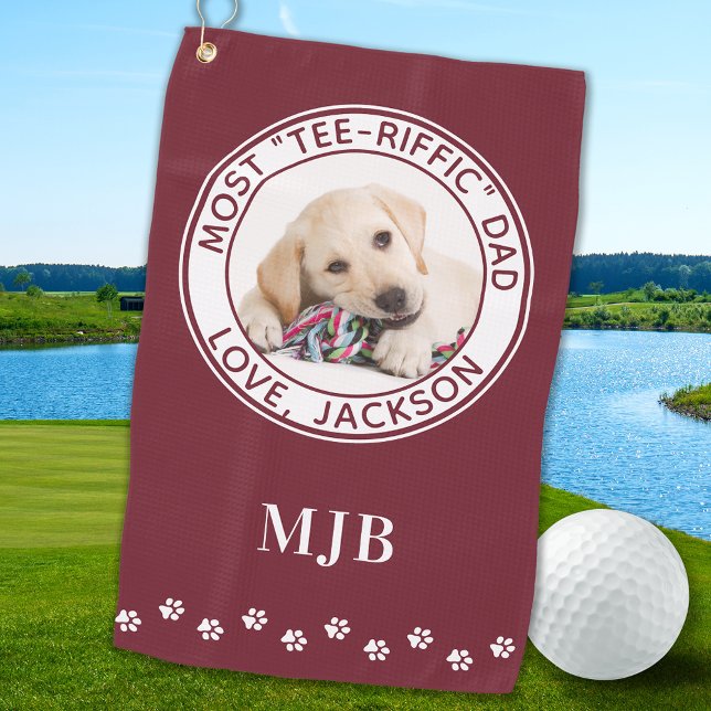 Serviette De Golf Mignonne CHIEN DAD Photo Personnalisée Golfer Roug (Créateur téléchargé)