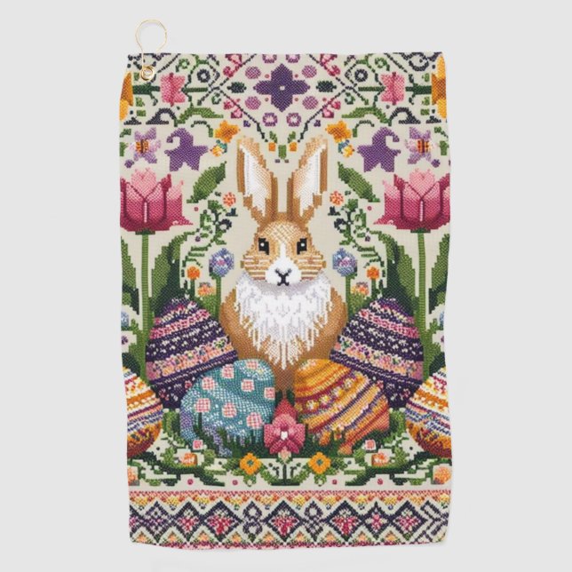 Serviette De Golf Mignonne/Colorée Printemps/Pâques (Devant)