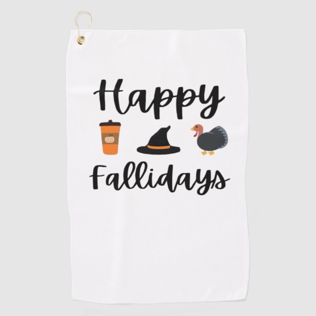 Serviette De Golf Mignonne saison d'automne Joyeux Fallidays Thanksg (Devant)