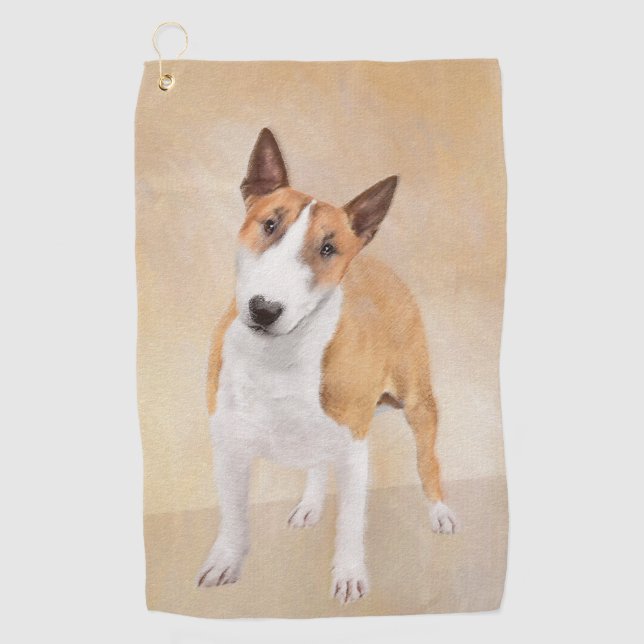 Serviette De Golf Miniature Taureau Terrier Peinture - Joli Original (Devant)