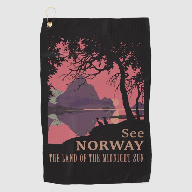 Serviette De Golf Minimalist Norway Sunset Poster - Mountain Fjord (Devant)
