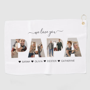 Serviette De Golf Minimaliste We Love You PAPA Photo Collage