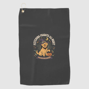 Serviette De Golf Mischief de chien de Golden Retriever de Halloween