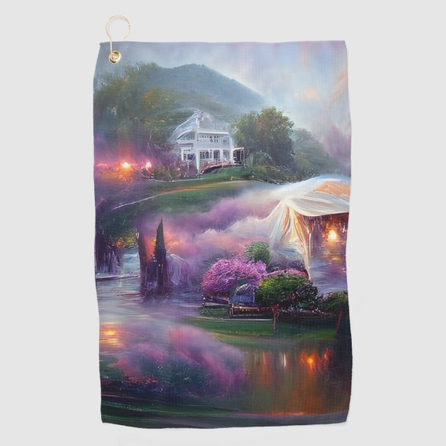 Serviette De Golf Misty Wisteria House sur la colline (Devant)