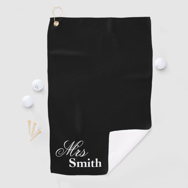 Serviette De Golf Mme Black White Your Name (En situation)