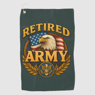 Serviette De Golf Modèle ARMY retraité avec drapeau et aigle