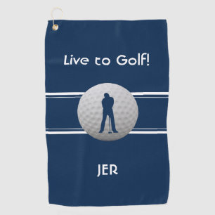 Serviette De Golf Modèle de citation de golfeur bleu personnalisé