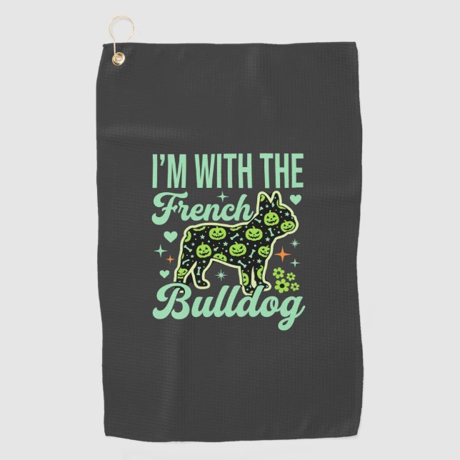 Serviette De Golf Modèle de citrouille de Halloween de Bouledogue Fr (Devant)