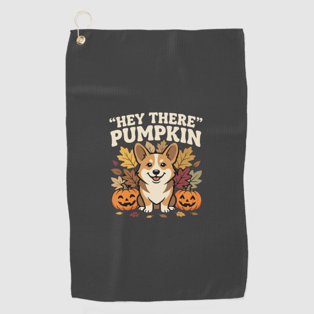 Serviette De Golf Modèle de Corgi Halloween Hey There Pumpkin (Devant)