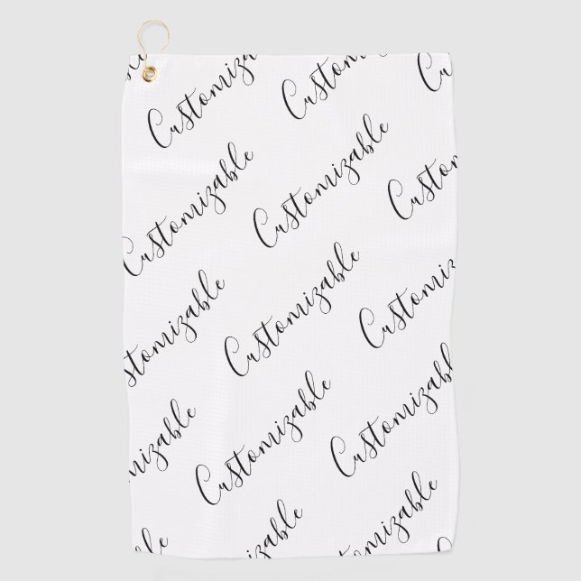 Serviette De Golf Modèle de texte de script moderne éditable | Noir  (Devant)