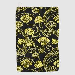 Serviette De Golf Modèle floral antique noir et jaune