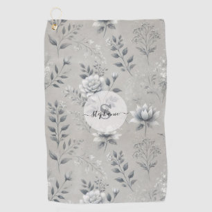 Serviette De Golf Modèle floral vintage sur Arrière - plan gris rust