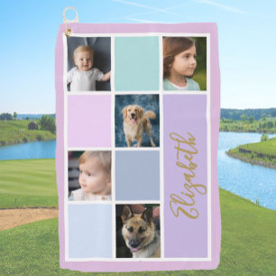 Serviette De Golf Modèle personnalisé de photos de famille avec bloc