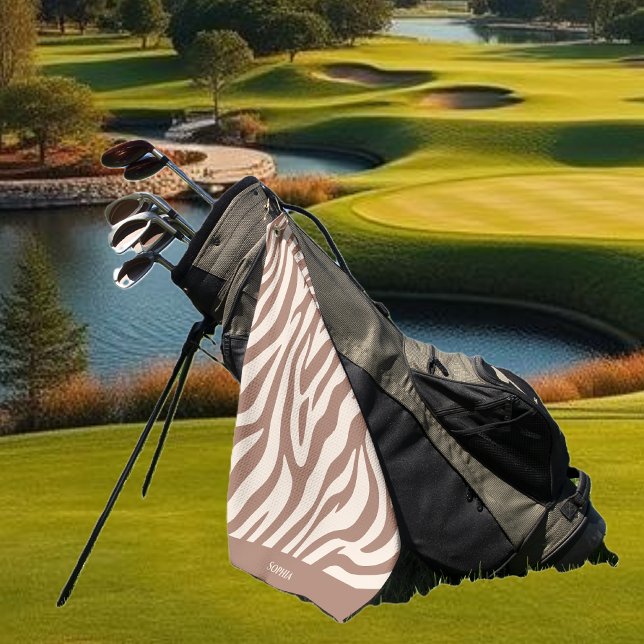 Serviette De Golf Modèle Zebra-Mocha Mousse (Zebra Pattern-Mocha Mousse Golf Towel)