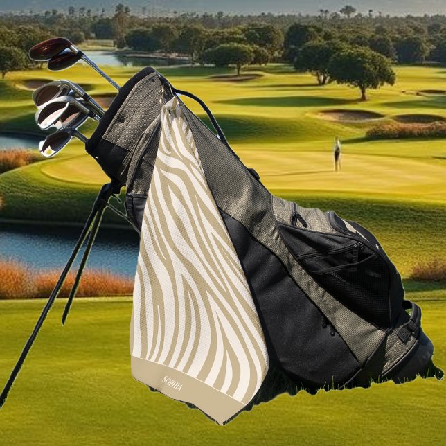 Serviette De Golf Modèle Zèbre - Beige (Zebra Pattern-Beige- Neutral Golf Towel )