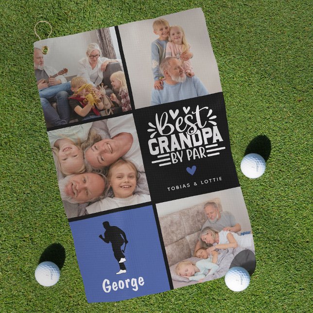 Serviette De Golf Modern Best Grandpa par Par Photo Collage Cadeau (Créateur téléchargé)
