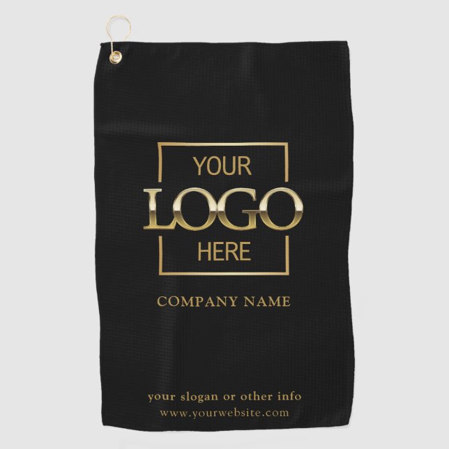 Serviette De Golf Modern Custom Company Business Logo Black Branded  (Devant)
