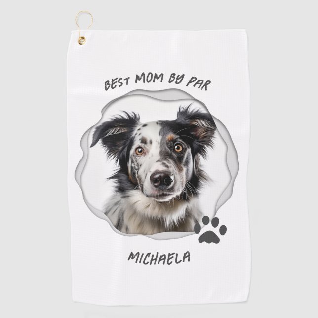 Serviette De Golf Modern Dog Best Mom Photo (Devant)