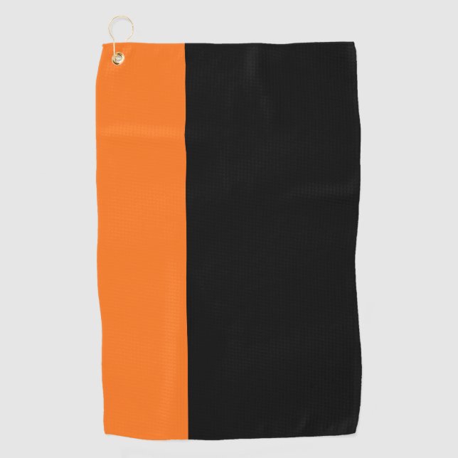 Serviette De Golf Moderne 2 couleurs | Citrouille et noir (Devant)