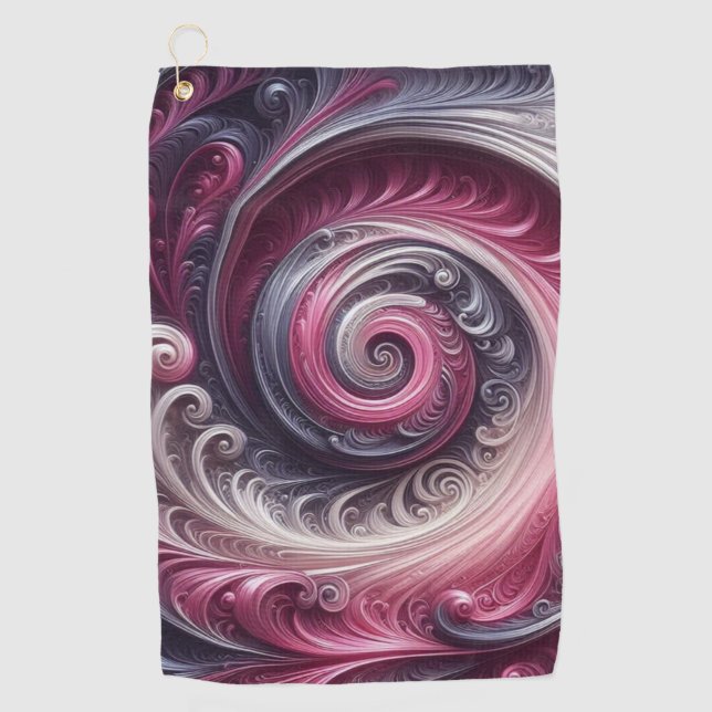 Serviette De Golf Moderne Abstrait simple torse rose et violet (Devant)