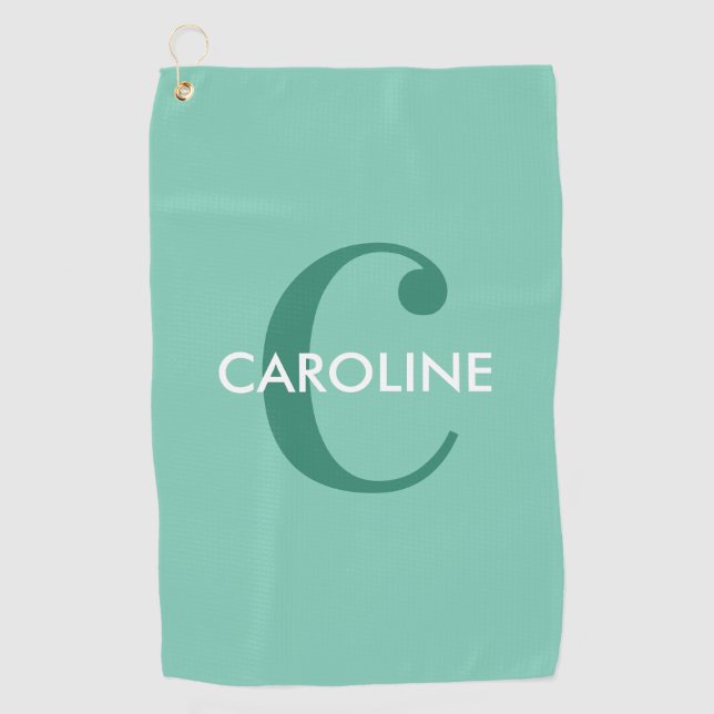 Serviette De Golf Moderne Classique Initiale Turquoise (Devant)
