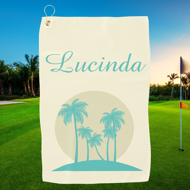 Serviette De Golf Moderne Élégant Girly Monogrammé Tendance Palmier  (Créateur téléchargé)