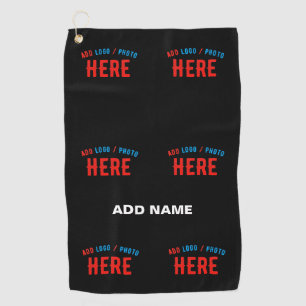 SERVIETTE DE GOLF MODERNE ET MODERNE PERSONNALISABLE NOIR VÉRIFIÉ