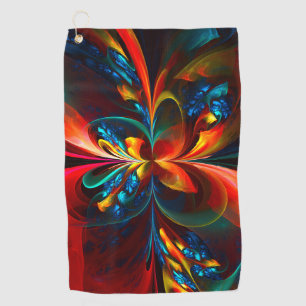 Serviette De Golf Moderne Floral Abstrait Art Orange Bleu Motif #14