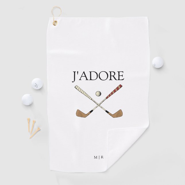 Serviette De Golf Moderne J'adore I Love Golf (En situation)