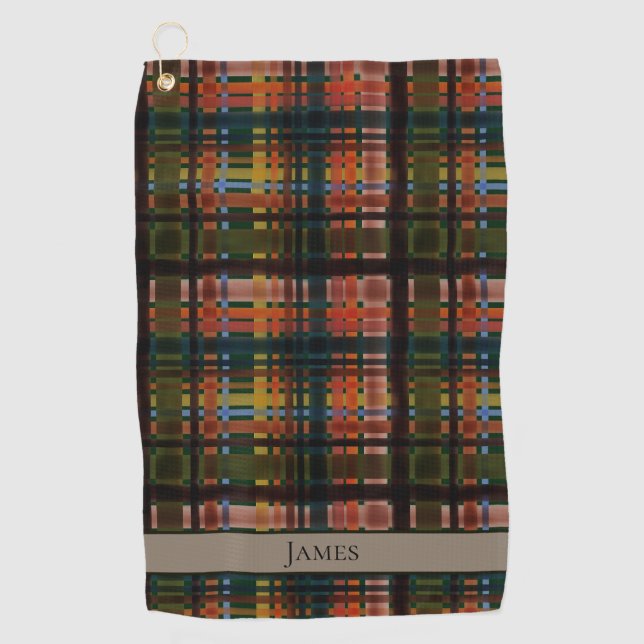 Serviette De Golf Moderne Madras milieu du siècle sur mesure (Devant)