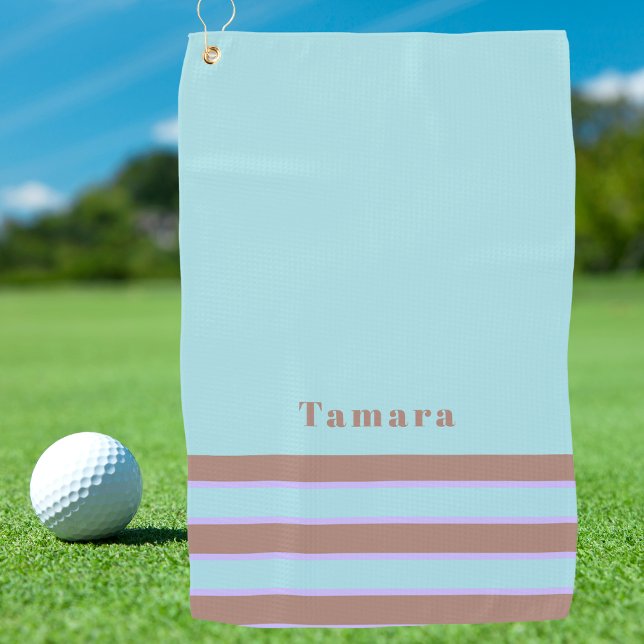 Serviette De Golf Moderne Monogramme Élégant Chic Rayure Simple (Créateur téléchargé)