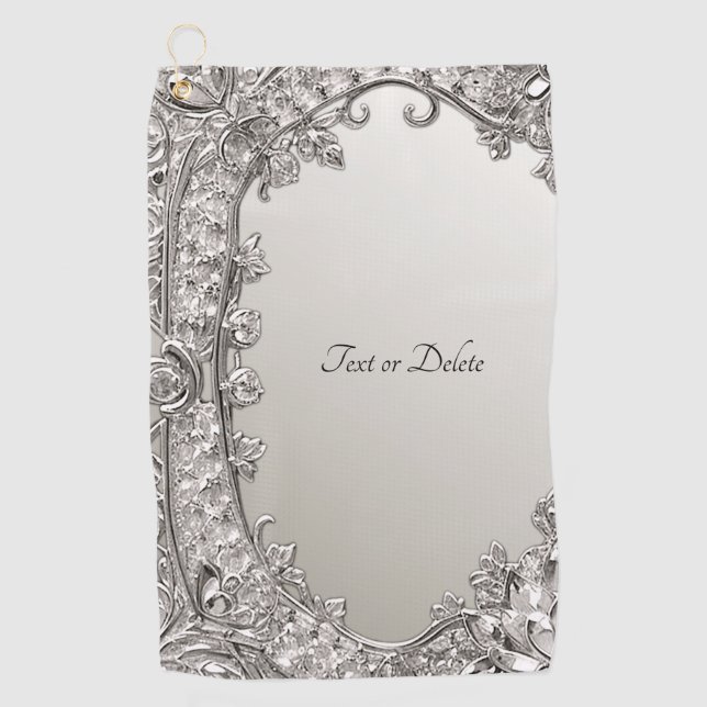 Serviette de golf moderne ornée d'argent (Devant)