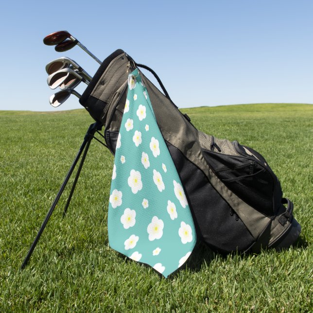 Serviette De Golf Moderne Printemps aqua dégradé de la flore jaune m (Vert)