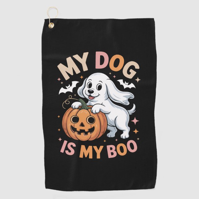 Serviette De Golf Mon chien est mon garçon Drôle Halloween (Devant)